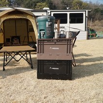 포캠 1+1 폴딩박스56L+우드상판+스티커(2p세트) 캠핑테이블 트렁크정리함 캠핑 리빙박스 수납박스, 다크브라운박스+상판세트