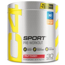 Cellucor C4 스포츠 프리 워크아웃 파우더 과일 펀치 - NSF 인증 | 30회 분량, 30.0 Servings (Pack of 1), Fruit Punch (Sport)