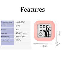 디지털 LCD 온도계 습도계실내 미니 온도 습도 측정기전자 모니터미소 얼굴 디지털 LCD 온도계, 02 Celsius
