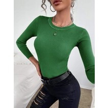 긴 소매 크루 넥 슬림 골지 니트 풀 스웨터 여성용 한국 패션 Y2K 풀오버 럭셔리