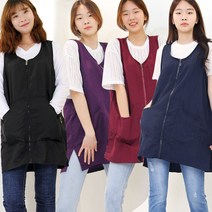 하랑이플 조끼형 원피스앞치마 와사지식당앞치마 요양보호사앞치마 방수앞치마 허리앞치마, 자주, 1개