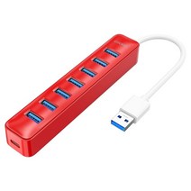 IDsonix-USB 허브 3.0 7 포트 전원 USB 멀티 분배기 고속 노트북 아이맥 서피스 프로용 어댑터 사용, [04] 빨간