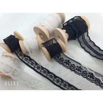 나일론 리본끈 자수 랏셀레이스 10여종 90cm (1개입), 299단면, 검정