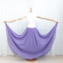 허즈아이 린넨 치마 롱스커트 밴딩 플레어 주름치마