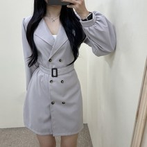 VANANA2 여성 클래식 벨트 세트 카라 원피스 코트 자켓 3color