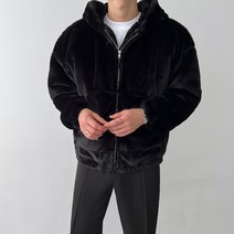 [블랙/당일발송] 덴 부드러운 밍크 퍼 오버핏 후드 집업 패딩 보아털 양털 후리스 숏패딩 겨울_(6color)