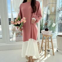 포미데이 오버핏 레이어드 프릴 롱원피스