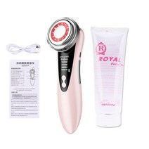 EMS 페이스 리프팅 뷰티 디바이스 페이셜 마사지 소닉 이온 LED 광자 안티 에이징 스킨 리주버네이션 타이트닝 케어 + 젤 뷰티 마사지기, 02 pink with gel