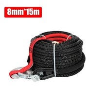 8mm 15m 합성 윈치 로프 견인차 4x4 액세서리 오프로드 트레일러 스트랩 파괴 강도 최대 20500lbs atv suv 차량용, 8mmx15m 블랙