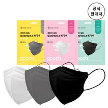 [공식판매처] 구디즈 쉴드 KF94 황사방역 마스크 대형 1매 초소형 소형, KF80, 흰색