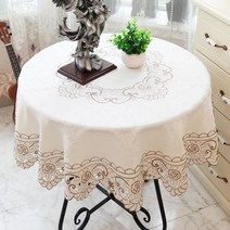 지엘 식탁보 화이트 패브릭 참신한 레이스 작은원형탁자 원형 테이블보 티테이블보 화상방지 심플 모던 가정용, T07-우아그레이-6850스타일, C10-83cm원형(2단테이블 80돌림판 사용