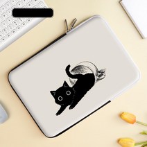 검은 고양이 태블릿 파우치 귀여운 캐릭터 동물 심플 빈티지 노트북 가방 호환맥북 갤럭시탭 레노버탭 파우치 아이패드프로 노트북 커플 케이스 아이패드 10/9세대, MP-21