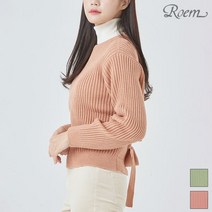 로엠 뒷리본 포인트 루즈핏 골지 스웨터 RMKA94VR11