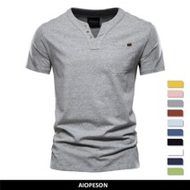aiopeson casual cotton mens t shirts solid color classic v-neck t shirt men new summer high quality