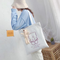 베어래빗 베이직 에코백 귀여운 캔버스 숄더백