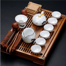 Old Wangge 중국 전통 자사호 도자기 다도세트 다기세트 효리네 민박, 7.옥색다기+진갈색8.흑색난초다기+연갈색, 1개