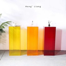 아크릴 디자인박스 다용도 테이블 사이드 소품 수납, 상세 페이지 참고, 노란색(4개 세트)
