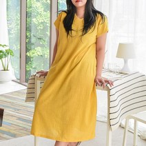 자체제작 빅사이즈 반팔 노랑 노란색 여름 라운드넥 롱 원피스 30대여성 린넨원피스 루즈핏 임부복 만삭원피스 통통녀 체형커버 데일리룩 데이트룩 나들이룩 편한옷 여름코디 쇼핑몰