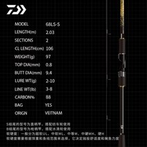 아부가르시아 낚싯대 DAIWA 21 ICHIGEKI 고탄소 스피닝 및 캐스팅 후지 릴시트 가이드 낚싯대 베트남 제작 루어, 682LS-S 2.03m SPIN Thanks