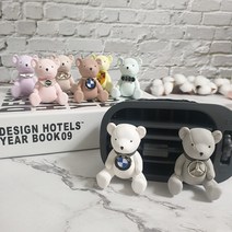 오메이드 로고 곰돌이 차량용 석고방향제+향 5ml+선물상자포장, 브라운, 잉글리쉬페어&프리지아