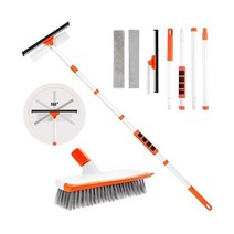 5 in 1 스퀴지 클리너 브러시 키트 확장 폴이 있는 Alltope 회전식 창 청소 스퀴지 욕조 욕실 바닥 싱크대 벽 청소용 55