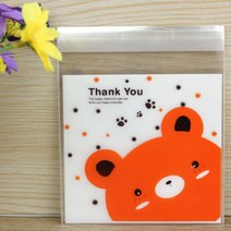 8번 땡큐 곰돌이 접착비닐포장지 opp선물포장지 100매 크리스마스 선물포장 초콜릿 사탕 마카롱 opp접착봉투, 1세트, 8번 땡큐 곰돌이 opp선물포장지 100매