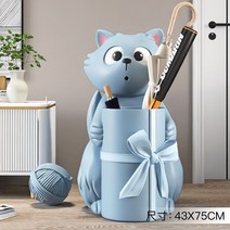 고양이 연필꽂이 책상 정리함 사무용품, E. 큰 눈고양이 바닥 수납 장식품-블루(높이 75 c