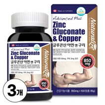아연 영양제 글루콘산아연 50mg 구리 생강분말 함유 Zinc 식약처인증 건강기능식품, 100정 x 3박스