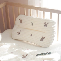 쿵스쿵스 아기베개 납작베개 씬필로우 스키니필로우 신생아 100수 리버서블 메쉬 감성자수 사계절, 02_ [납작베개] 숲속의토끼