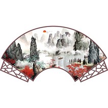 중국 스타일 산 벽 스티커 DIY 팬 모양 풍경 벽화 데칼 거실 침실 주방 홈 인테리어, 01 mountain sticker