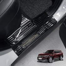 유투카 더뉴 QM6 도어스커프 보호 커버 4p 유광 블랙 실버 색상 몰딩 내부 외부 기스방지 실외 튜닝 용품, 02.도어스커프 [외부] 4p, 1.블랙