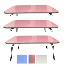 유진 접이식 좌식 밥상 테이블 직사각형 60cmx80cm x 3개 간이 멀티 탁자 좌식상 좌식탁 다용도상 화이트 블루 핑크, 핑크x3개