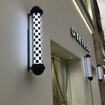 레트로 싸인볼 미용실 바버샵 LED 간판 조명 사인볼, 길이 65cm 검정 체커보드 LED