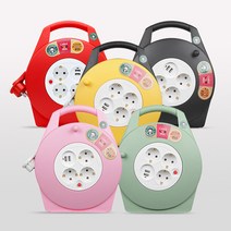 [사은품증정] LUG 러그 15M 멀티탭 3구 USB 2포트 접지 케이블 릴선 전기연장선 코드릴 휴대용 여행용 캠핑용 비상용, 옐로우