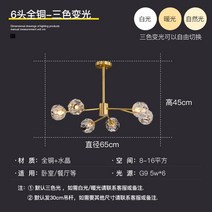 펜트하우스조명 오팔린볼온 루이스폴센베르판펀 샹들리에초샹제리제 전 구리 등 고급 스탈 샹들리에 거실 램프 북유럽 식당 붉은 분자, 6 개의 머리-모든 구리 수정 물