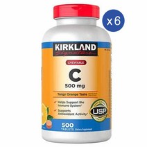 미국코스트코 커클랜드 비타민C 500mg 츄어블 500정 2팩 Kirkland Chewable Vitamin C Orange, 6개