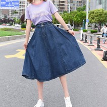 마더라이크 여성용 A라인 청치마 6269 빅사이즈 데님스커트 미디
