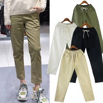 SKY패션 여성 밴딩 코튼 팬츠 (4colors) 면바지 허리밴딩 고무줄 포켓 데일리 편한바지