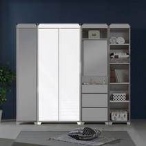 초등 남자아이방 미니멀 수납 긴행거옷장(83cm) 주니어 아가 아기방 장롱, 화이트+쿨그레이