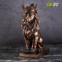 코코넷 황금 크라운 라이언 장식품 동물 사자 장식 풍수 인테리어 사무실 소품 거실 인형 개업선물, 크라운라이언