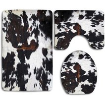 MEWSGK 3피스 욕실 러그 세트 카펫 화장실 시트 커버 콤보 소가죽