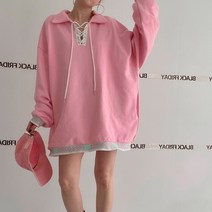 유니크 카라 아일렛 오버핏 면 미니원피스