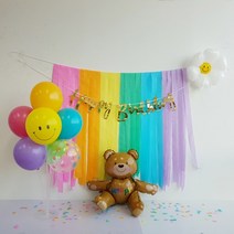두돌 생일상 생일파티 풍선 파티스트리머 풍선가랜드 세트, 1.파스텔무지개SET
