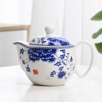 찻잔세트 전통 중국 파란색과 흰색 도자기 차 주전자 절묘한 세라믹 주전자 쿵푸 세트 Teaware 꽃 주전자111208, 파란