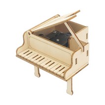 GHSHOP DIY 피아노 모델 키트 뮤직 박스 3D 퍼즐 목공예 장식 6세 이상, 105x85x80mm, 활기 없는, 베이지