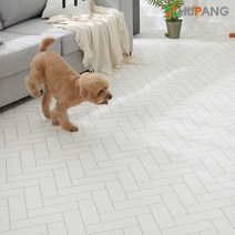 1+1 휴팡 15T PVC롤매트 셀프시공 강아지매트 미끄럼방지 슬개골보호 애견매트, 폭 140cm, 10m(+사은품), 헤링본화이트(1+1묶음)