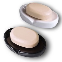 웰빙마켓 세라믹 물빠짐 비누 받침대, 2개, 블랙&화이트