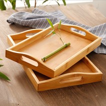 [우수상품]^^&&^^ 사각 손잡이 우드트레이 카페 대나무 원목 나무 쟁반 트레이, 4 손잡이트레이 대, 본상품선택