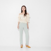 오프 숄더 셔링 블라우스