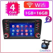 캠핑카TV 뒷좌석모니터 자동차 안드로이드 라디오 멀티미디어 플레이어 아우디 A3 2003 8P 도어 2din, 02 4C 1G-16G CAM